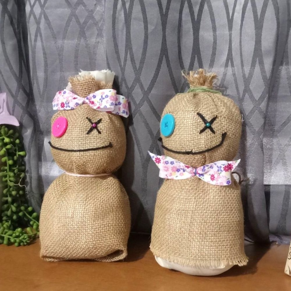 9 1/2 inch boy and girl handmade voodoo sack doll plush